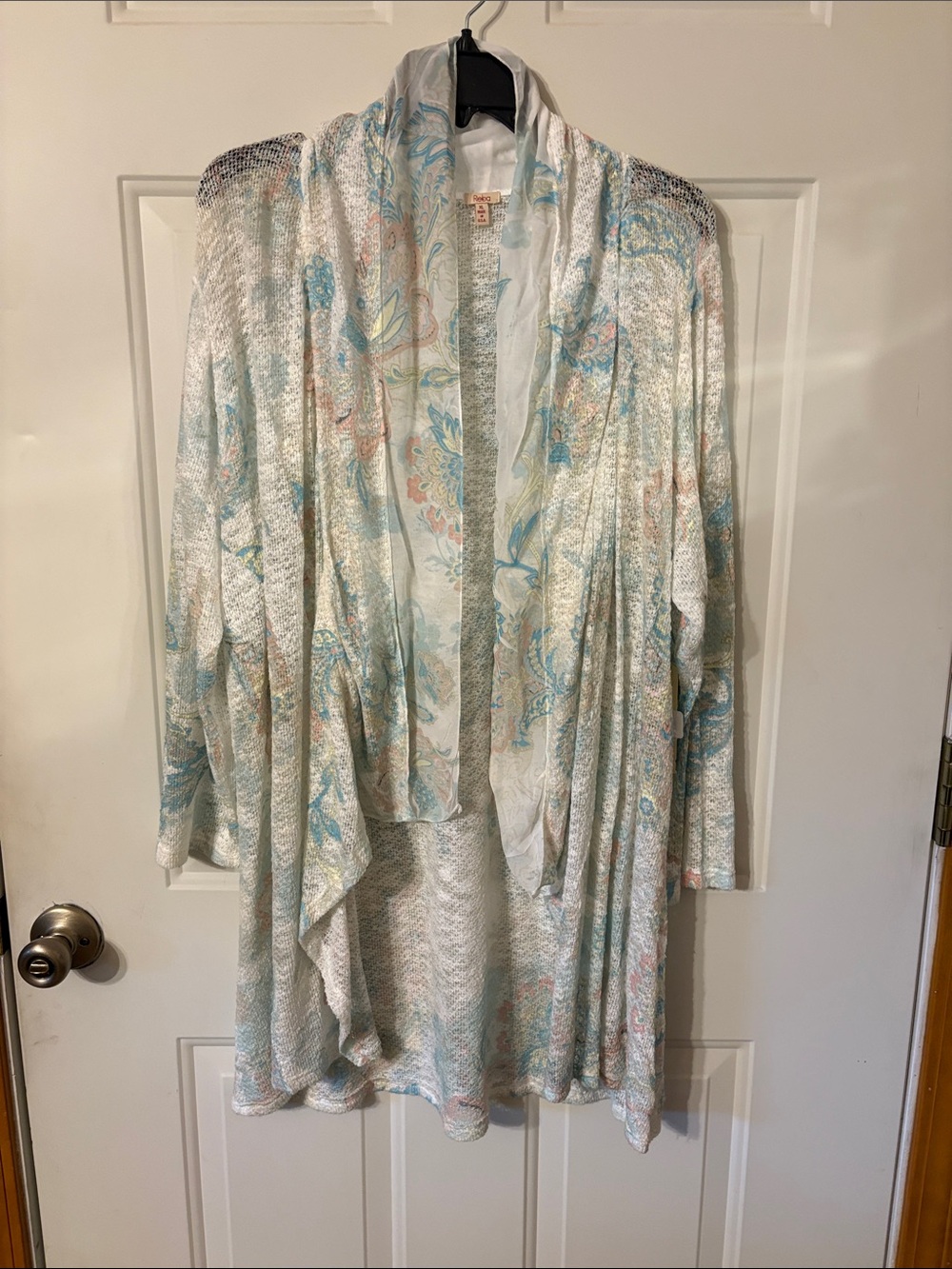 Reba Cream Floral Open-Front Lightweight Cardigan